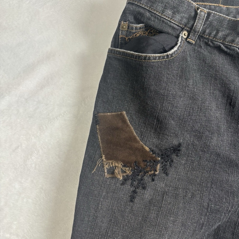 Lauren Jeans Co Patch Work Black Denim Pants Women's Size 16W Waist 36" x 29" - Picture 3 of 11